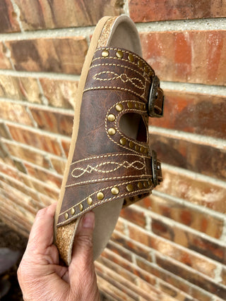 Sonoran Sunset Boot Stitch Sandals-Brown