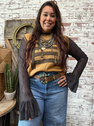 Laredo Saddle Sweater Vest by 2 Fly Co – Western Cowgirl Layering Piece