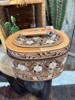 Tooled Leather Western Vanity Case – American Darling Floral Travel Jewelry & Makeup Box