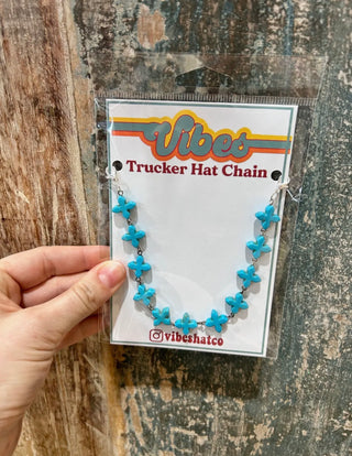 Turquoise Cross Trucker Hat Chain | Western Cowgirl Hat Accessory
