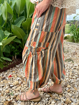 Side of Serape Print Boho Parachute Pants | Colorful Western Slouch Pants
