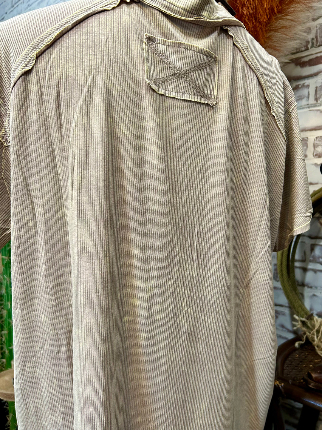Cream Corded Relaxed Fit Top