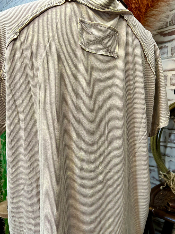 Cream Corded Relaxed Fit Top