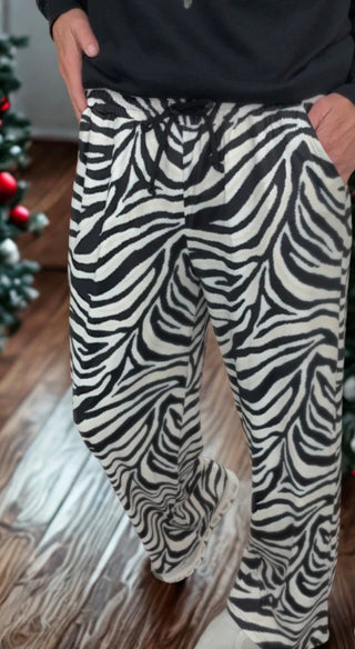 Zebra Print Cowgirl Safari Pants-Wide Leg Lounge Pants with Drawstring Waist- Sterling Kreek