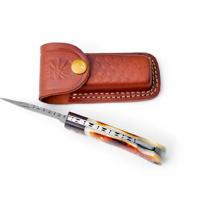Damascus Steel Pocket Knife Limited Run