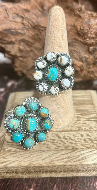 Authentic Sterling, Kingman & White Buffalo Flower Ring