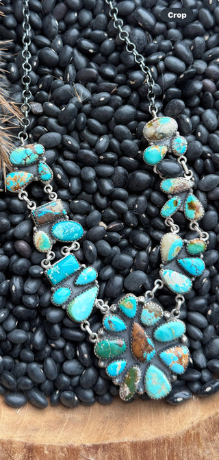 22” Multi Turquoise Mines Cluster Necklace – Sterling Silver Statement Jewelry