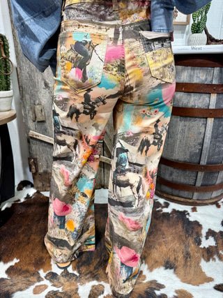 Painted Prairie Cowgirl Wide Leg Jeans