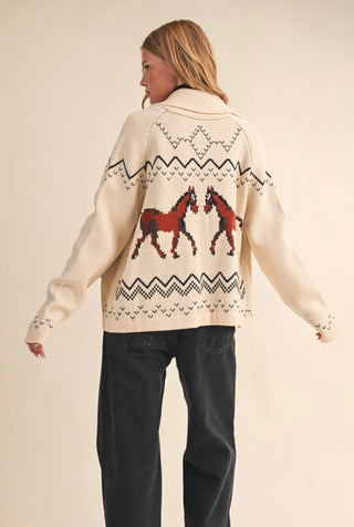 Wild Horses White Western Knit Cardigan