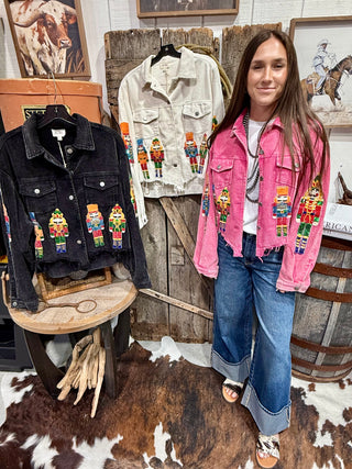Nutcracker Sequin Distressed Corduroy Jacket -3 Colors!