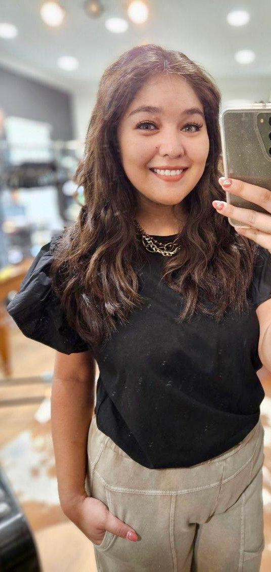 Black Flutter Ruffle Sleeve Top