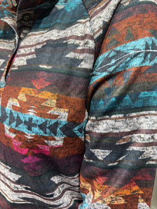 Mount Whitney Aztec Henley Pullover – Cozy Southwest Print Top