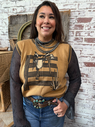 Laredo Saddle Sweater Vest by 2 Fly Co – Western Cowgirl Layering Piece