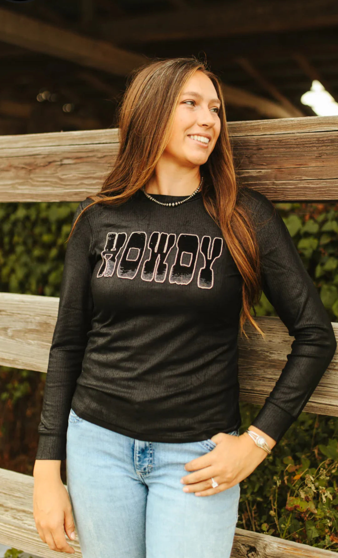 Howdy Sequin Long-sleeve Top