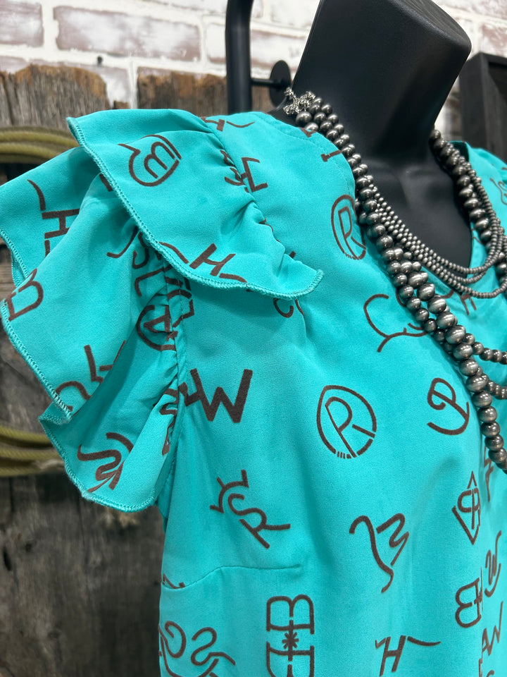 Turquoise Cattle Brand Top