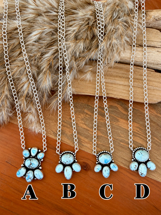 Golden Hills Turquoise Sterling Silver Cluster Necklace