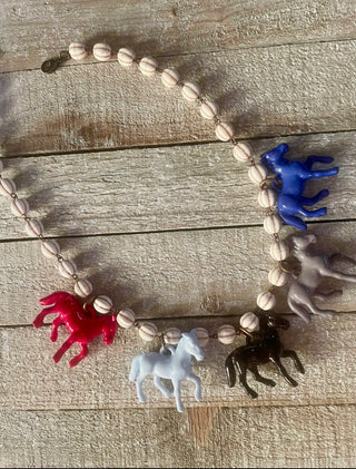 Patriotic Pony Bead Necklace – Western Cowgirl Statement Jewelry