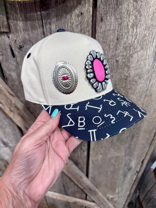 Hot Pink Rodeo Concho Cattle Brand Trucker Hat