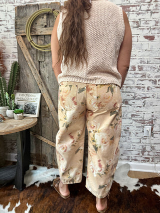 Prairie Rose Print Barrel Jeans