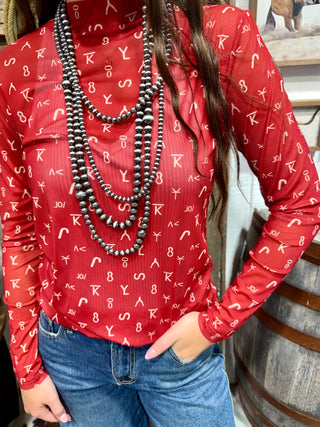 Red Dirt Cattle Brand Mesh Top