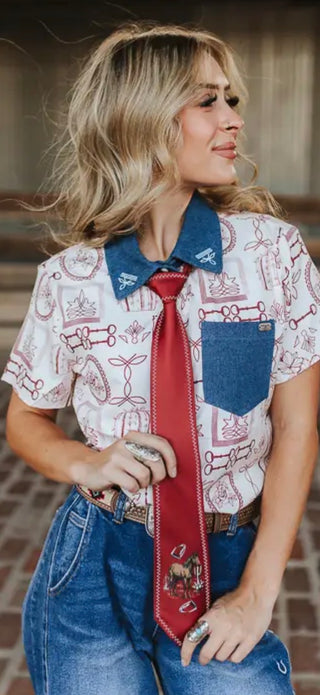 Burgundy Horse Western Statement Tie