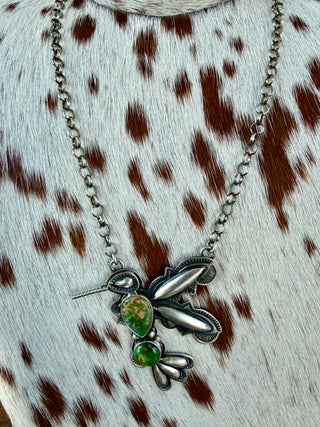 Charles Johnson Sonoran Gold Turquoise Hummingbird Necklace