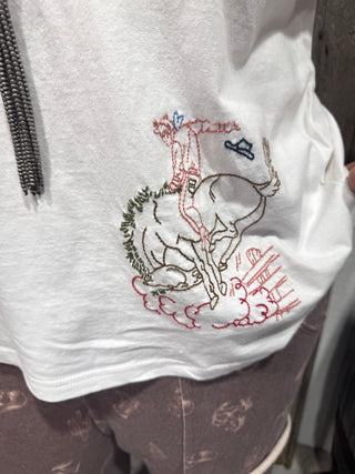 White Western Embroidered Graphic Tee | Cowgirl Casual T-Shirt