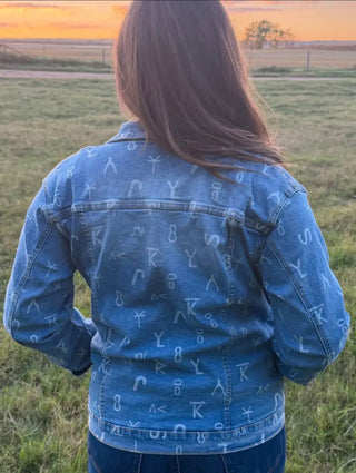 Ranch House Cattle Brand Print Denim Jacket