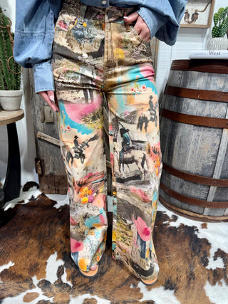 Painted Prairie Cowgirl Wide Leg Jeans