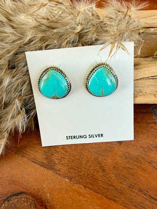 Donovan Nez Kingman Turquoise Sterling Silver Stud Earrings