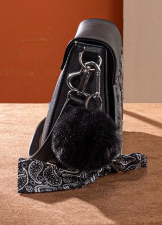 Side view Trinity Ranch Black Brindle Cowhide Crossbody With Western Detail