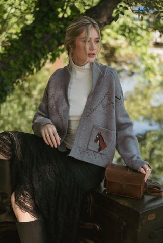 Wild Horses Gray Western Knit Cardigan