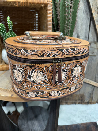 Tooled Leather Western Vanity Case – American Darling Floral Travel Jewelry & Makeup Box