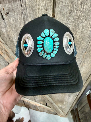 Turquoise Cowgirl Concho Trucker Hat