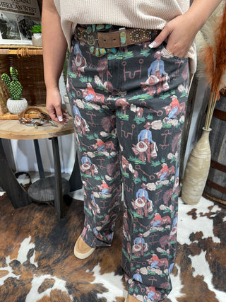 Retro Vintage Wash Old West Barkcloth Trouser Pants - 2 Fly Co.