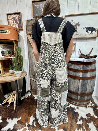 Wild Side Leopard Patchwork Overalls