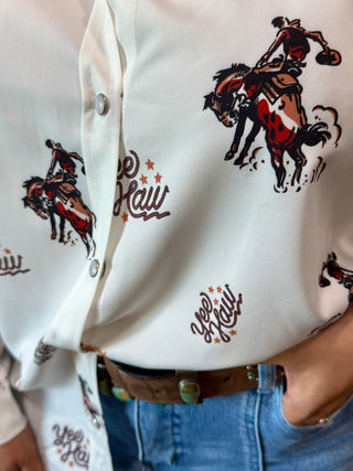 Yee Haw Rodeo Pearl Snap Blouse