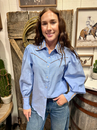 Lucky Charm Horseshoe Pearl Snap Blouse