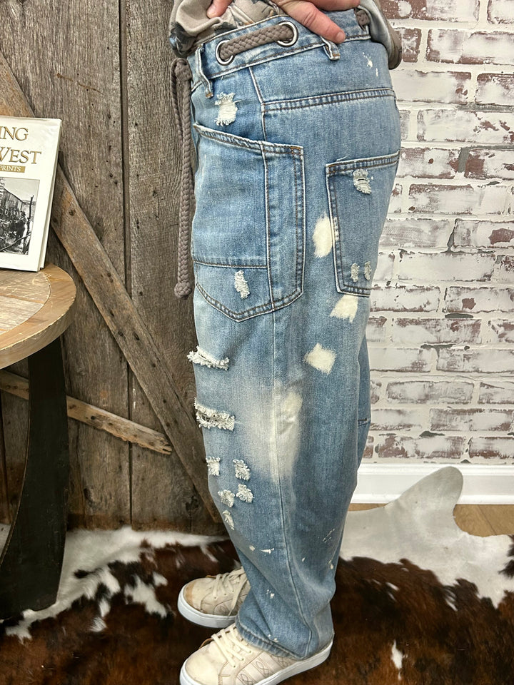 Oli & Hali Washed Distressed Barrel Jeans-RESTOCKED!!