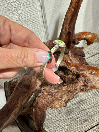 Sam Yellowhair Sterling Silver Cuff – Natural Sonoran Gold Turquoise Bracelet-003