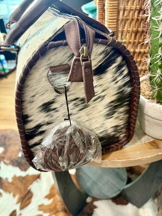 Large Black & White Cowhide Speedy Bag