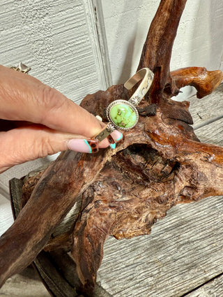 Sam Yellowhair Sterling Silver Cuff – Natural Sonoran Gold Turquoise Bracelet-003