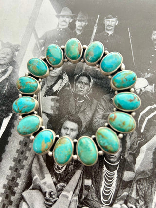 Circular Kingman  Turquoise Belt Buckle