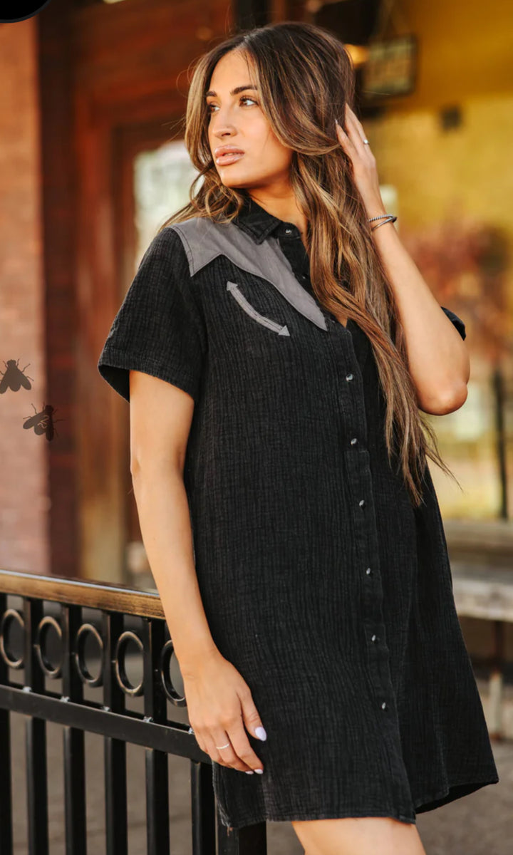 Rank Rodeo Cotton Summer Dress-Midnight