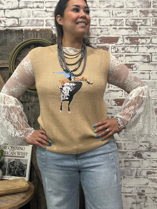 Let’s Go To The Buck Out Sweater Vest- Tan