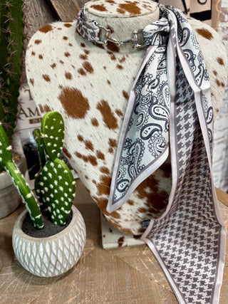 Taupe Paisley Print Twilly