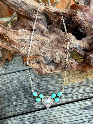 Southwestern Sterling Silver Turquoise & White Buffalo Necklace