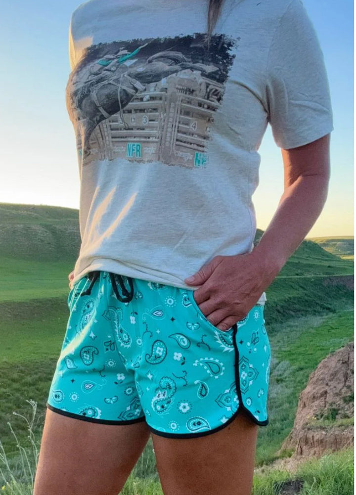 Turquoise Bandana Babe Shorts