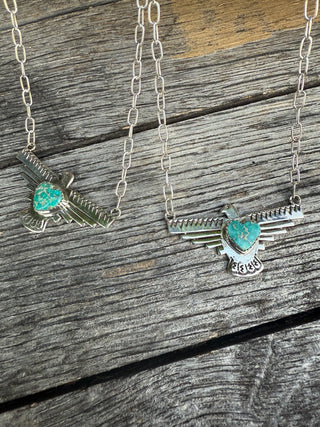 Whitewater Turquoise & Sterling Silver Thunderbird Necklace