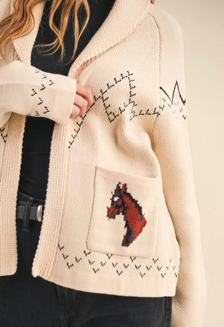 Wild Horses White Western Knit Cardigan